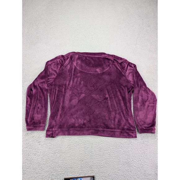 Juicy Couture Pullover‎ Womens XL Purple Velour Sleepwear Long Sleeve Crewneck - Picture 7 of 10